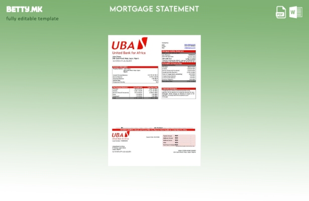 Модерен стил на Нигерија Обединета банка за Африка, шаблон за шаблон Word и PDF